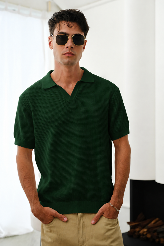 Slim fit Dark Green Knit Polo