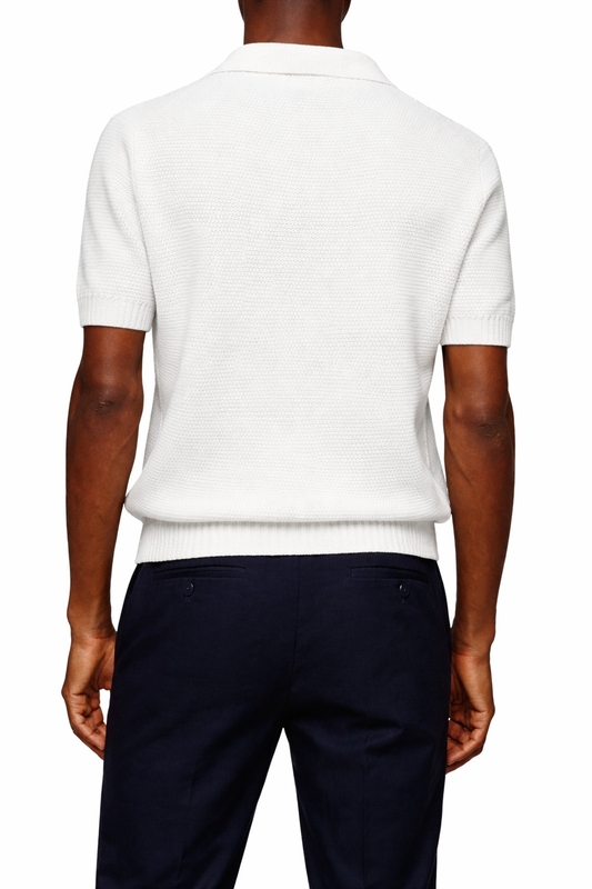 Slim fit White Knit Polo