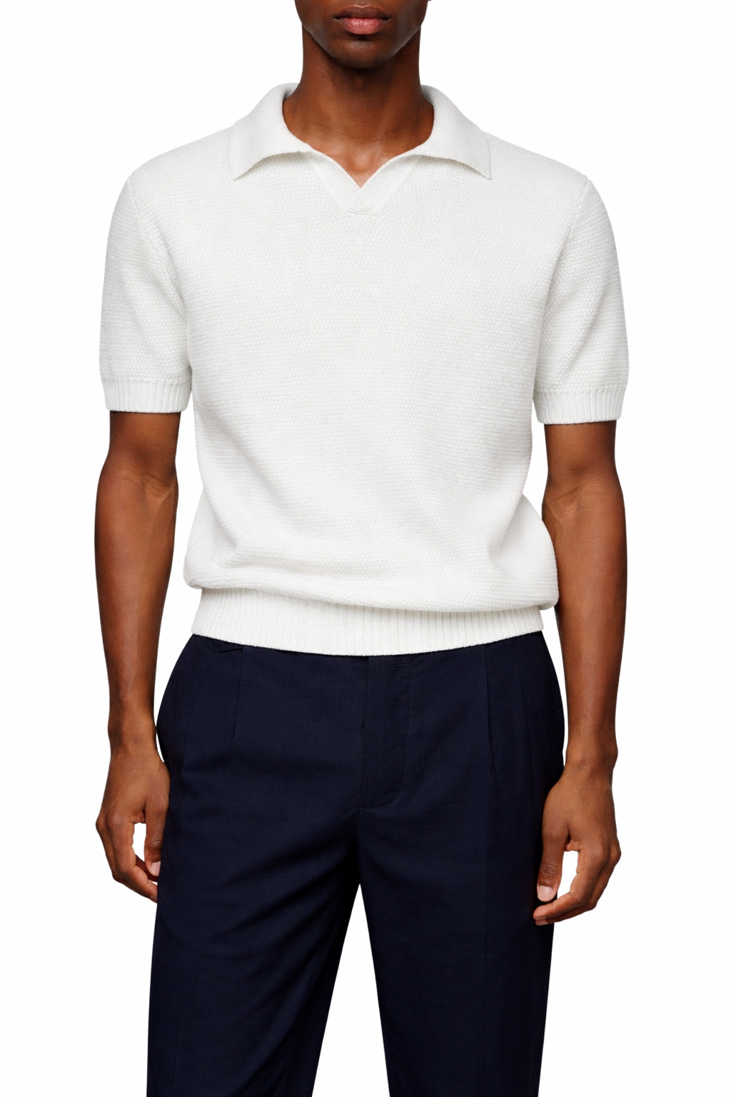 Slim fit White Knit Polo