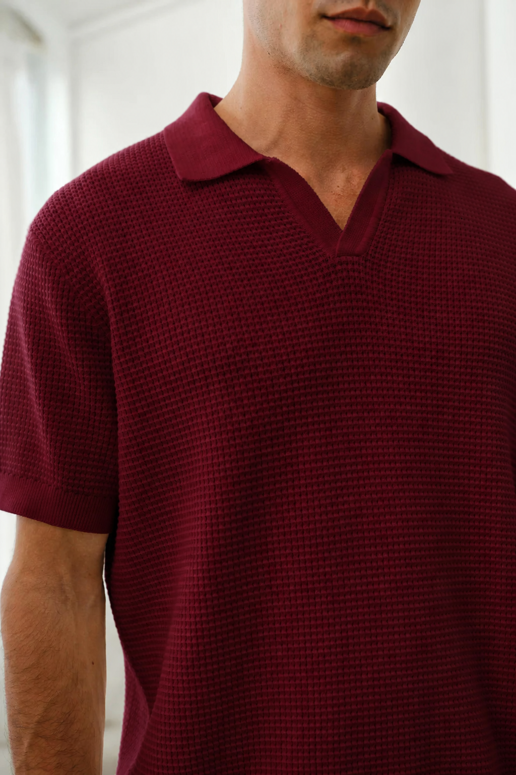 Slim fit Burgandy Knit Polo