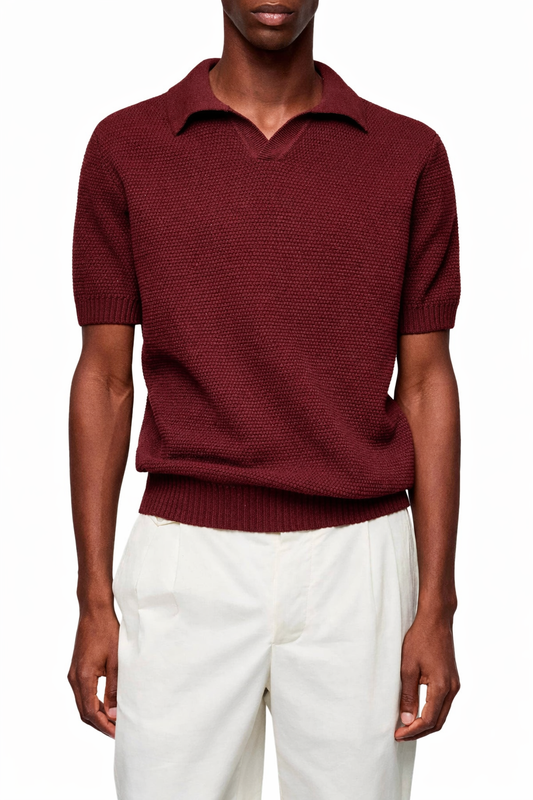 Slim fit Burgandy Knit Polo