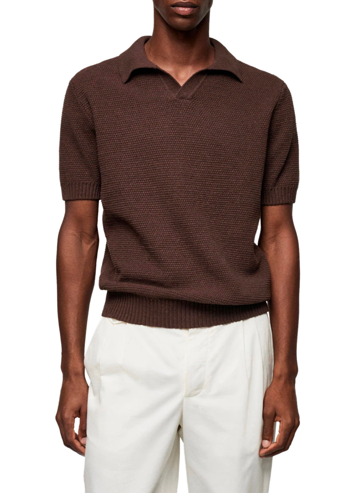 Slim fit Brown Knit Polo
