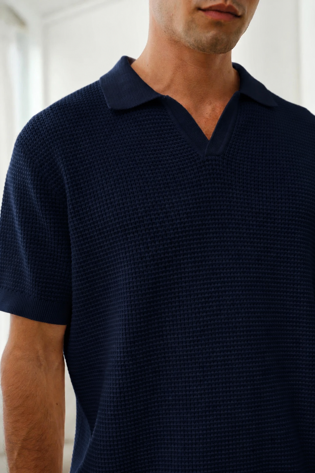 Slim fit Navy Knit Polo