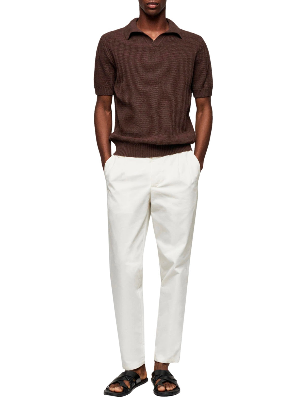 Slim fit Brown Knit Polo