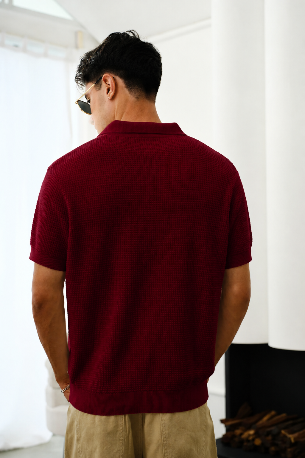 Slim fit Burgandy Knit Polo
