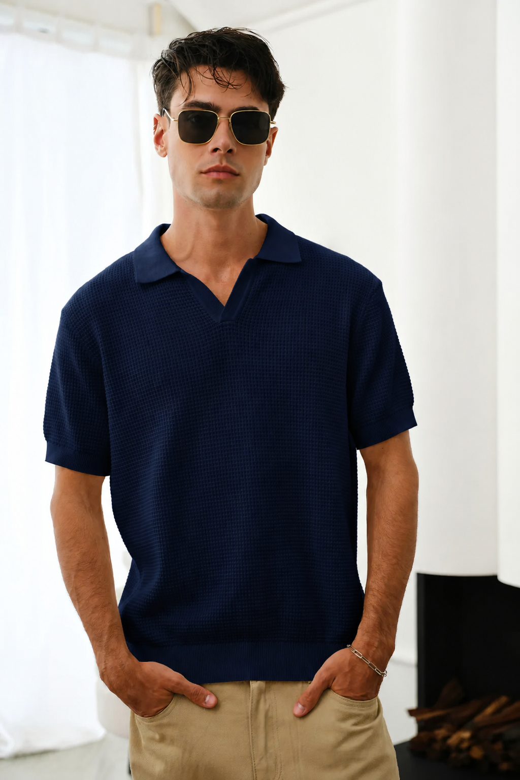 Slim fit Navy Knit Polo