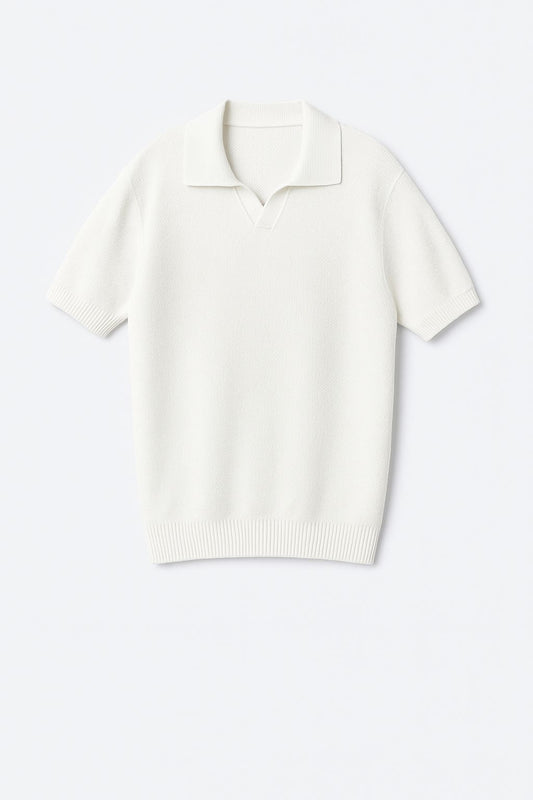 white knit polo